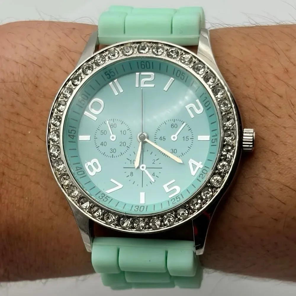 Silver & Mint Green Darice Men’s Watch